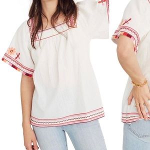Madewell Embroidered Sand Blossom Top size L